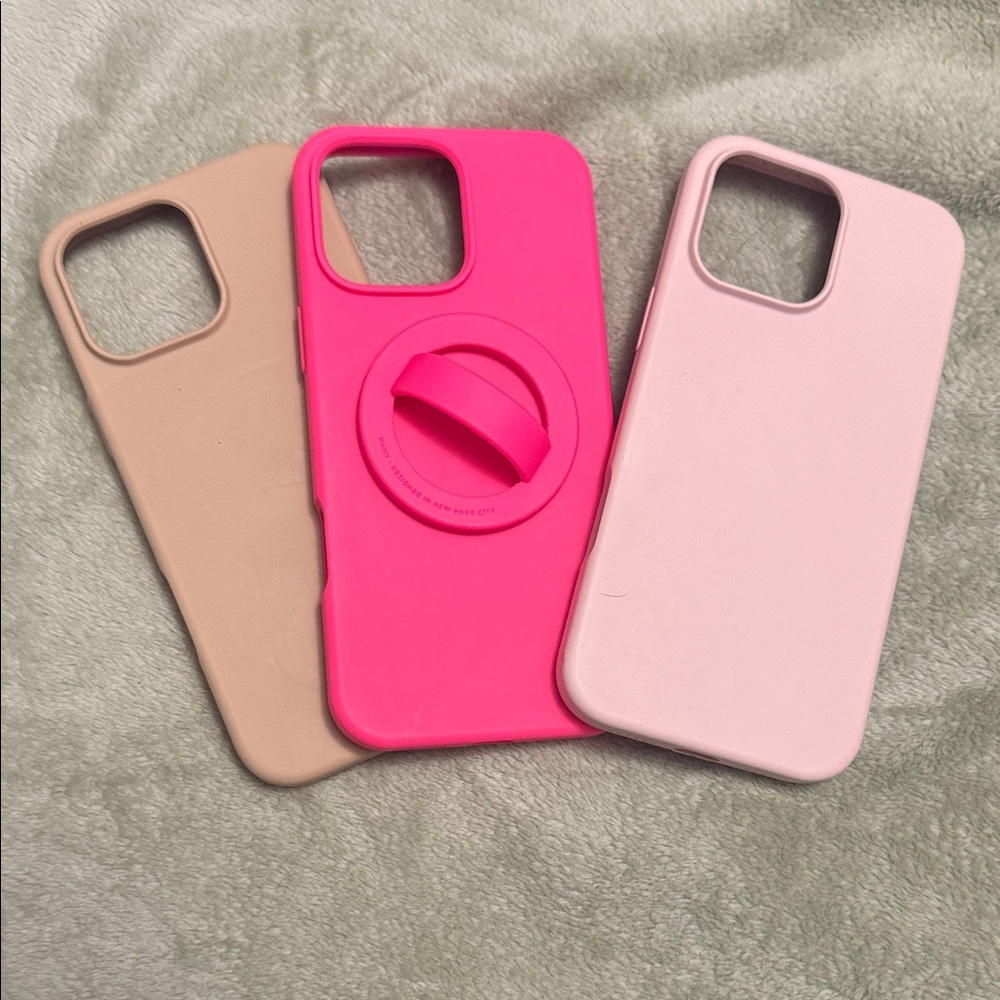 iPhone 16 pro max cases Pink & Beige/Blush Silicone iPhone Case Bundle